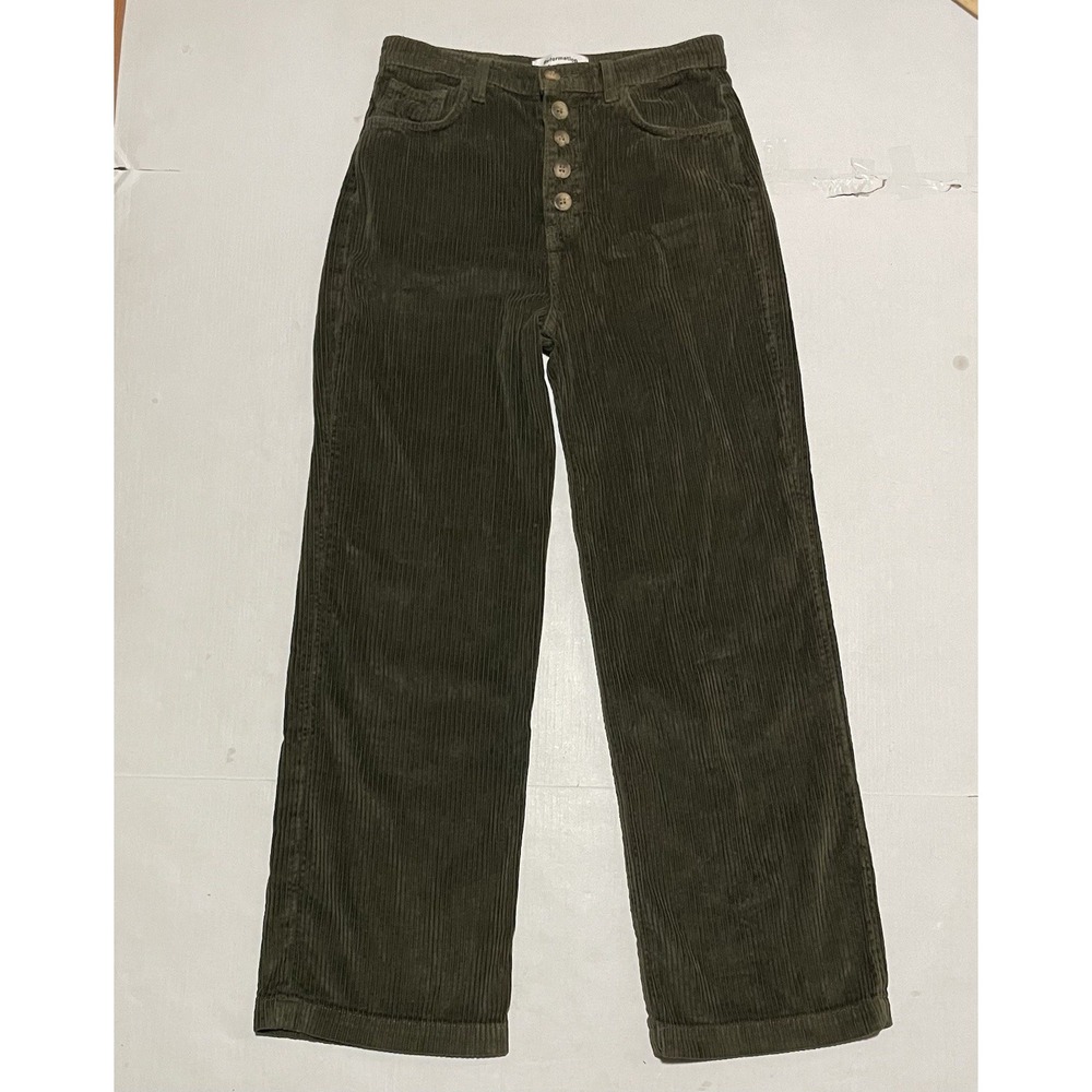 Reformation Olive Green Wide Leg Corduroy Pants